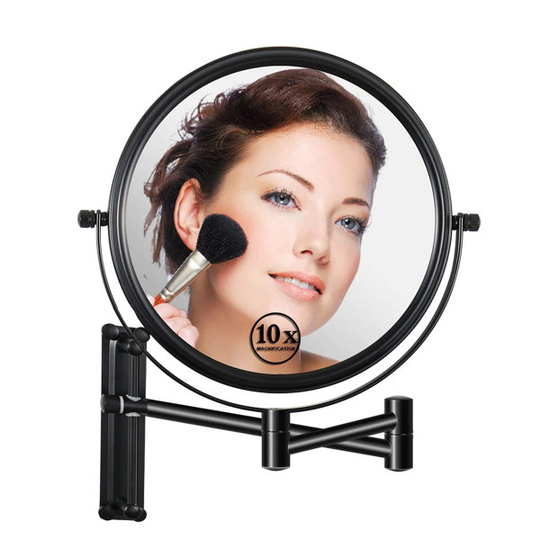 Latitude Run® 8Inch 360° Swivel Wall Mounted Makeup Mirror With 1X / 10X Magnification, Brushed